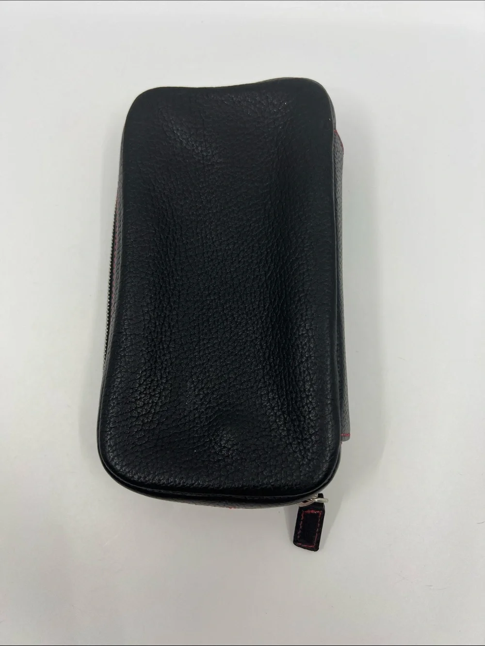 Coach Black Leather zip around Jewelry case with red stitching pig suede lined